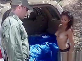 Cute Ebony teen 18+ Gets Pounded In The Back Of A Patrol Car