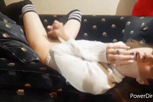 Cute Soft Femboy Strokes Cock