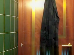 Cute girl changing in bathroom