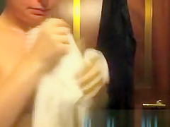 Cute girl changing in bathroom