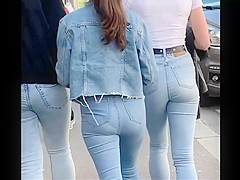 Cute girl with Tight Jean on street