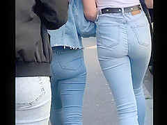 Cute girl with Tight Jean on street
