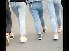 Cute girl with Tight Jean on street