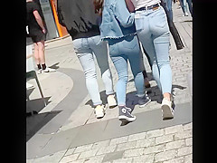 Cute girl with Tight Jean on street