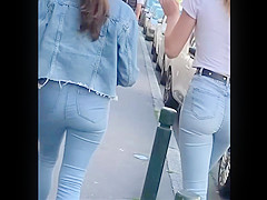 Cute girl with Tight Jean on street