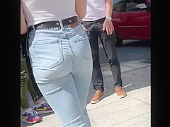 Cute girl with Tight Jean on street