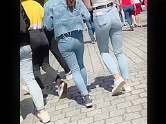 Cute girl with Tight Jean on street