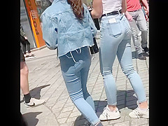 Cute girl with Tight Jean on street