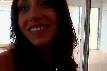 Cute scraggy Delilah in real blowjob video in the open