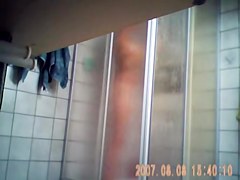 Cutie in the shower got naked on the