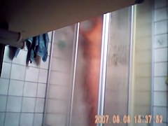 Cutie in the shower got naked on the