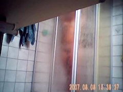 Cutie in the shower got naked on the