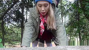 Czech blonde banged big dick outdoor