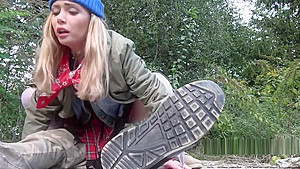Czech blonde banged big dick outdoor