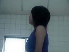 Desperate Asian babe soaks her own knickers