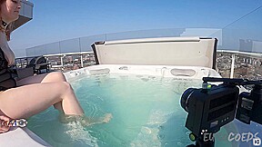 Diana Using Her Big Boobs To Float In The Jacuzzi Underwater Masturbation