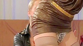 Dressed up and fucked by Russian Mistress, cum eating from panties