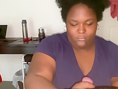 Ebony Girl Gives Sneaky Blowjob