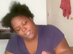 Ebony Girl Gives Sneaky Blowjob
