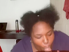 Ebony Girl Gives Sneaky Blowjob