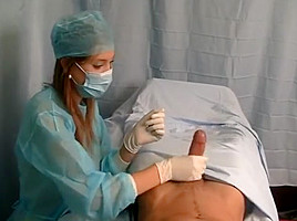 Emergency masturbation with latex gloves