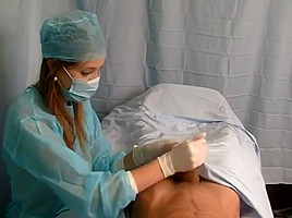 Emergency masturbation with latex gloves