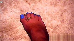 FG Ana Nylon Blue Toes Footjob