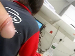 FLASHING BIG DICK AT WORK  MY SEXY COWORKER