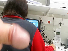 FLASHING BIG DICK AT WORK  MY SEXY COWORKER