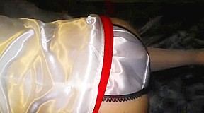 FULLBACK PANTIES - MASTURBATION - Step mom MASTURBATES IN SILVER SATIN PANTIES
