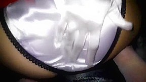 FULLBACK PANTIES - MASTURBATION - Step mom MASTURBATES IN SILVER SATIN PANTIES