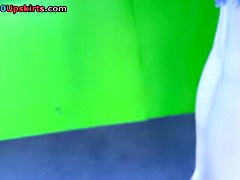 Fantastic white strap panty upskirt