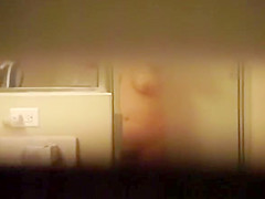 Fat mature in shower