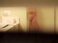 Fat mature in shower