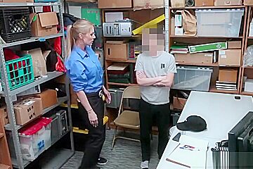 Female security guard catches a thief in her store