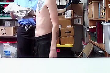 Female security guard catches a thief in her store