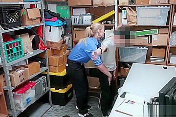 Female security guard catches a thief in her store