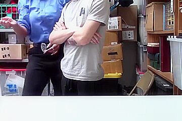 Female security guard catches a thief in her store