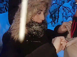 Femfoxfury - Neighbor Passionate Sucks Big Dick In Frost To Cum In Mouth - Outdoor