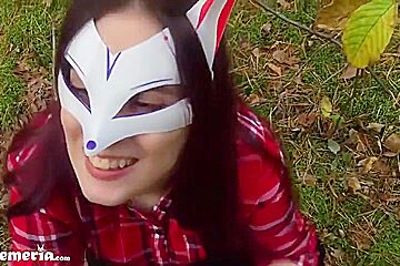Femfoxfury - Sexy Babe Deepthroat Big Cock Boyfriend In The Wood - Cum In Mouth