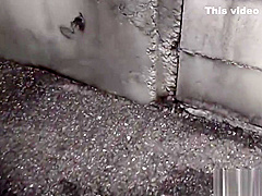 Fetish asian slut peeing in street