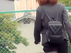 Fetish asian slut peeing in street