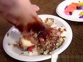 Fetish teen 18+ Smashes Food