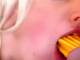Filthy Blonde Slut Gets Humiliated, Pencils Shoved Up Pussy