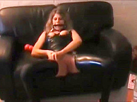 Filthy slut fucks huge Vodka bottle
