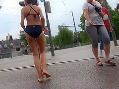Following Two Sexy Ass teens 18+ In Bikinis Street Candid