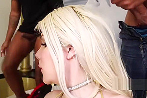 Four black cocks gangbanged tranny