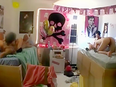 Four college guys fucking in the dorm