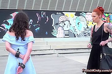 Francesca Dicaprio, Max Cortes And Steve Holmes In Brunette Slave Public Double Penetration