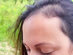 French Slut Sucks Cock On Public Trail Cum In Mouth And Cumwalk!